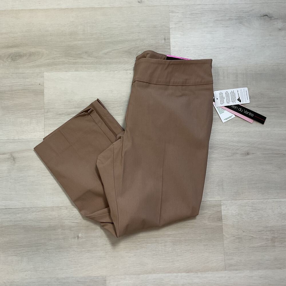 Peck and Peck Womens Eva Cropped High Waisted Stretch Pant 14 Brown NWT
